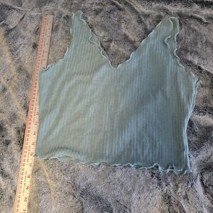 Stylish Teal Ribbed Crop Top